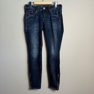 Silver Jeans Women's AIKO Skinny Dark‎ Wash Fluid Denim Jeans 28 Ankle Zipper